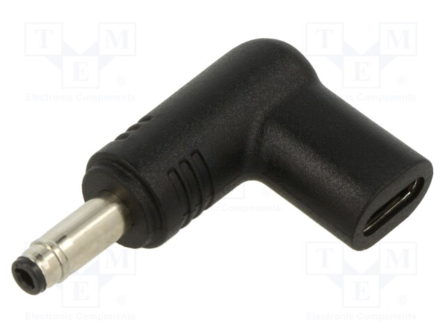 Adapter; USB C socket -> DC 4,8/1,7 plug; black; 100W; 5A