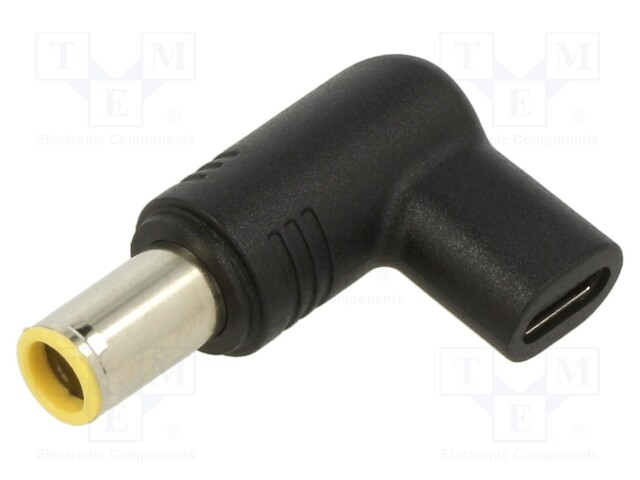 Adapter; USB C socket -> ,DC 7,9/5,5 plug; black; 100W; 5A