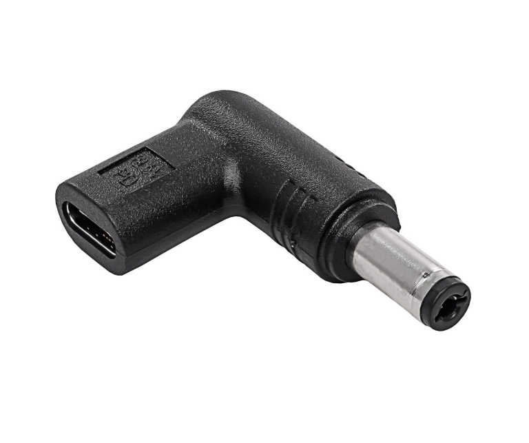 Adapter; USB C socket -> DC 5,5/2,1 plug; black; 100W; 5A