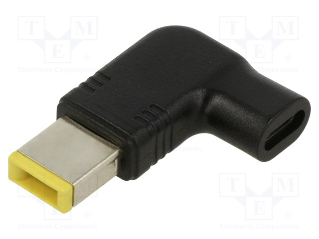 Adapter; Slim Tip -> USB C plug; black; 100W; 5A; angular