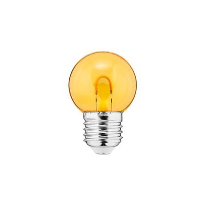 LED filament E27 pall G45 230VAC 1W 55lm kollane