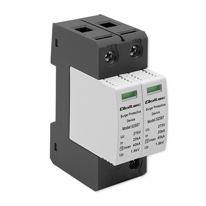 Qoltec AC surge protector arrester, 2P, 275V, T2, C