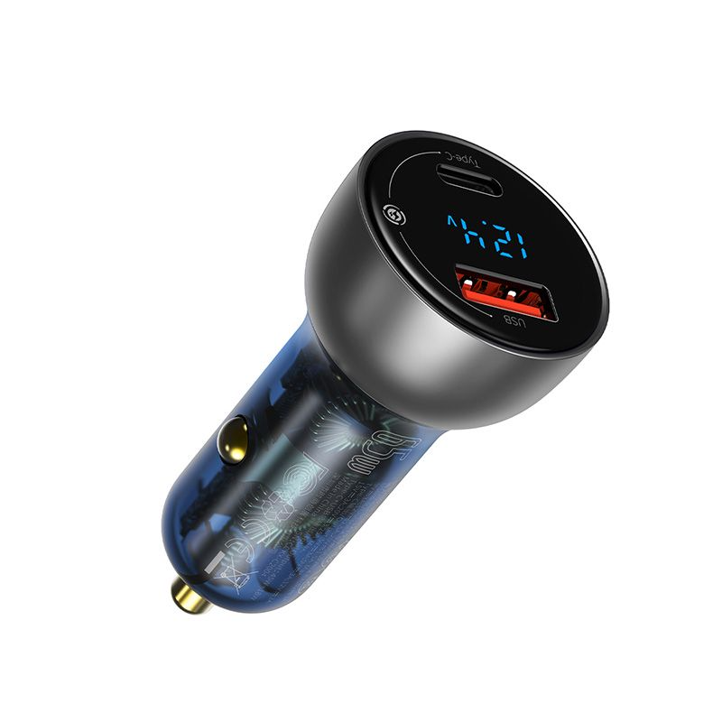 Auto USB laadija 65W USB A/C LED indikaator must