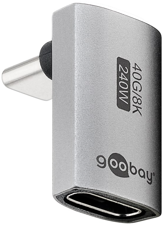 USB-C plug - USB-C socket adapter, vertical 90° (USB4™, 40 Gbps / 240W)