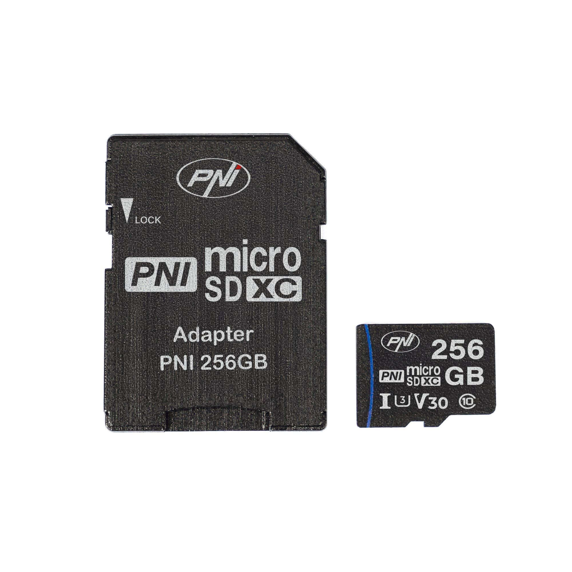 Карта памяти PNI 256GB MicroSD с SD-адаптером Class 10, 80 МБ/с, V30