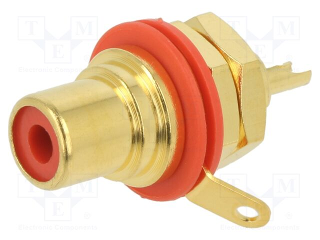 REAN NYS367-2 - RCA Phono Receptacle - Gold Plated Contacts - Red
