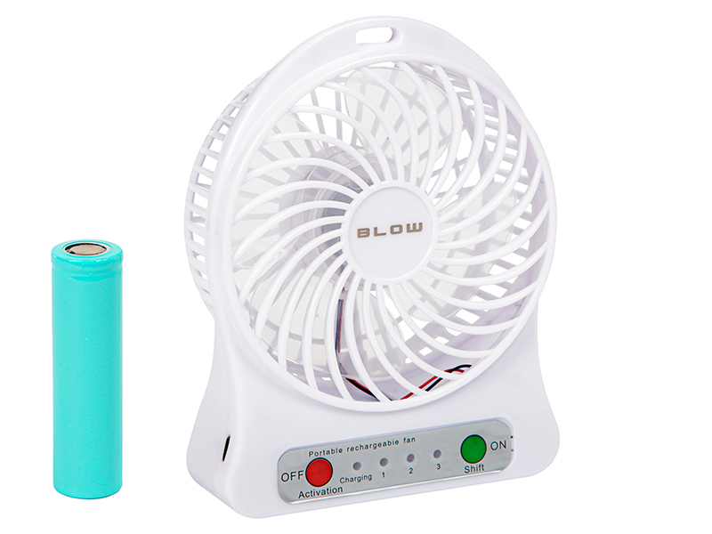 Lauaventilaator 100mm 3W 5V USB aku 18650 valge