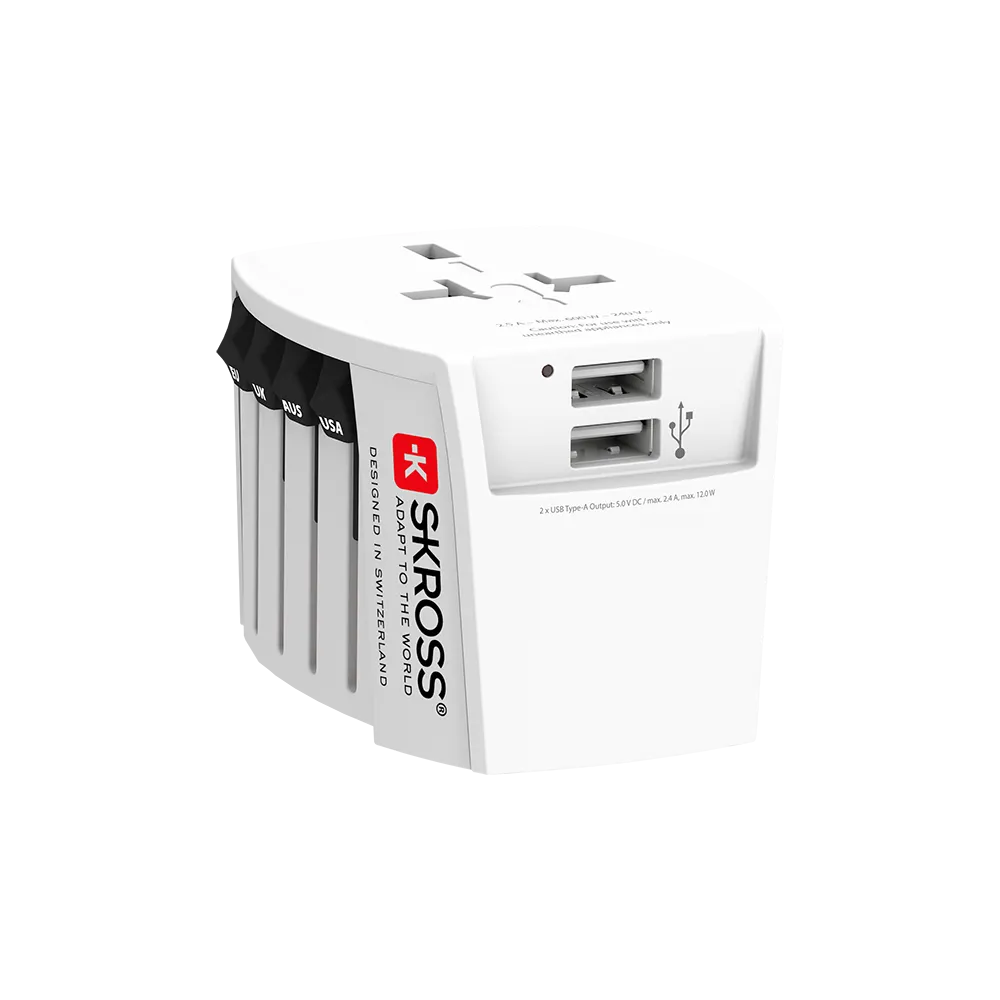 SKROSS MUV USB reisiadapter 2x USB-A universaalne