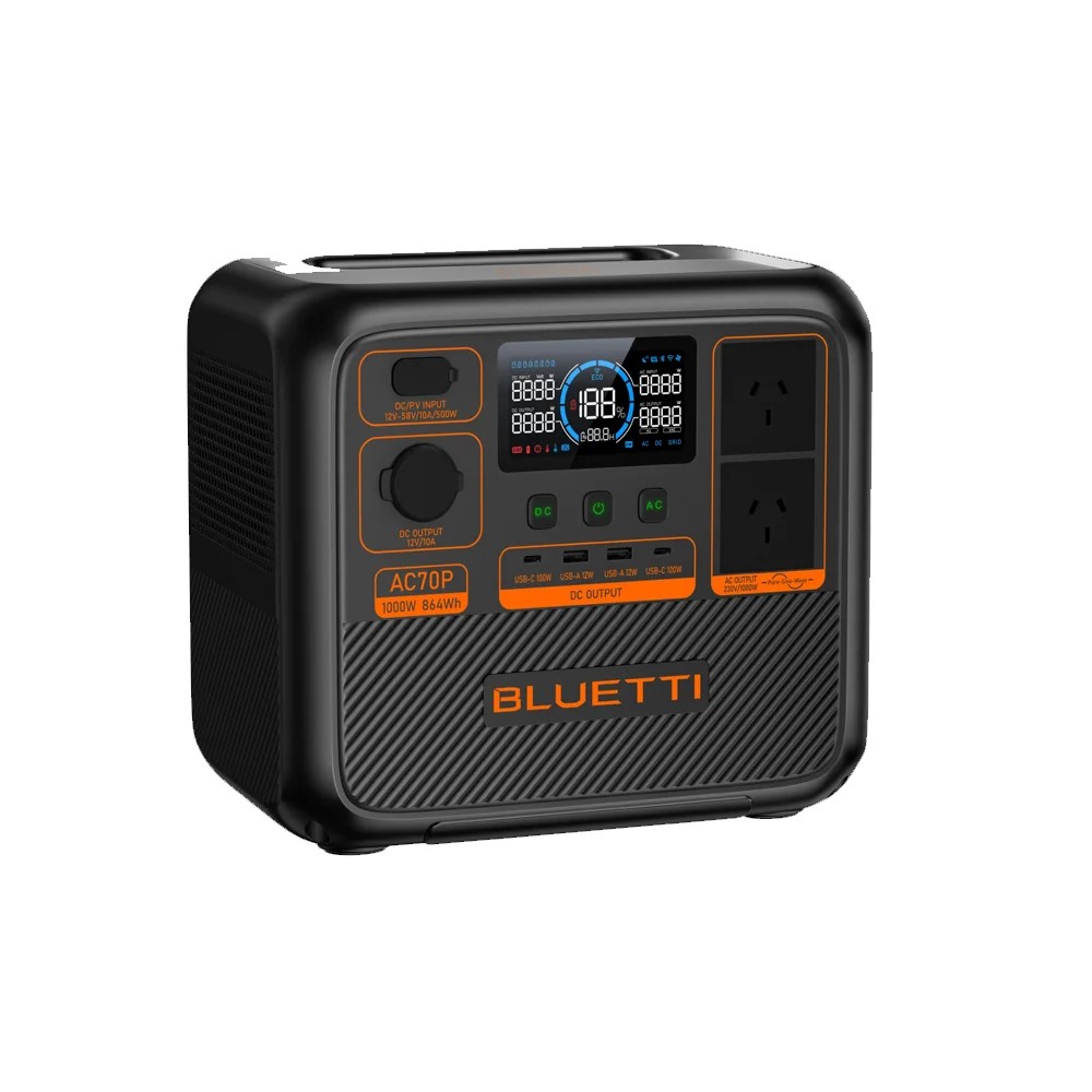 Akujaam Bluetti AC70P 1.0/2.0kW inverter 864Wh