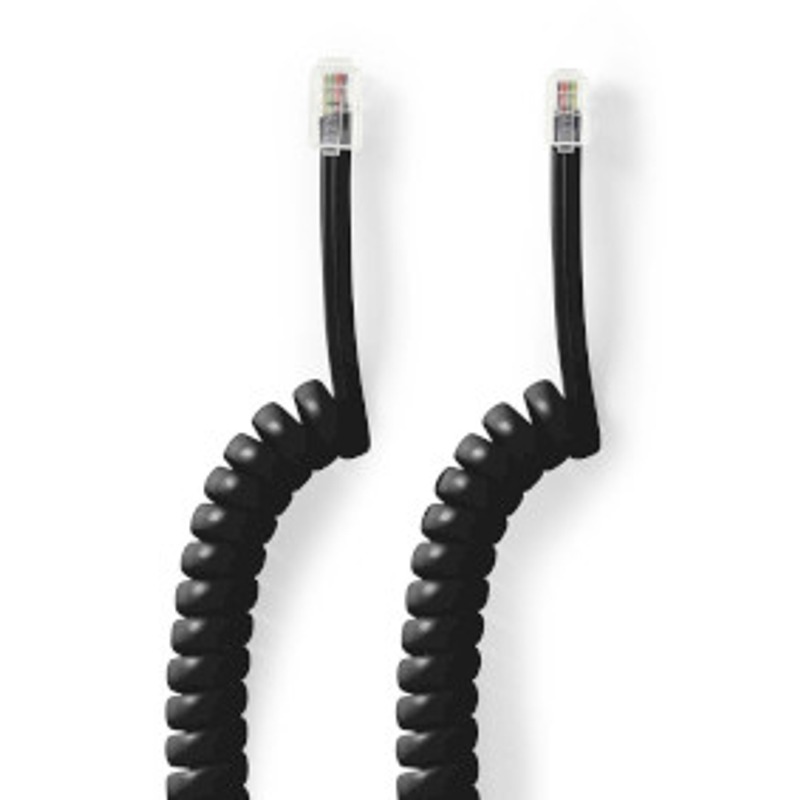 Telefoni torujuhe 2m RJ10 must spiraal Nedis