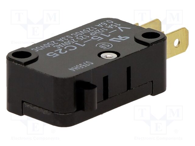 Микропереключатель SNAP ACTION; 15A/250VAC; 0.6A/125VDC; без рычага