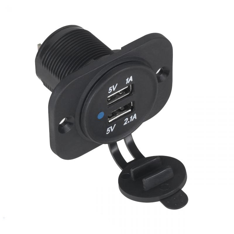 2*USB adapter paneelile 12-24V, 1A+2.1A