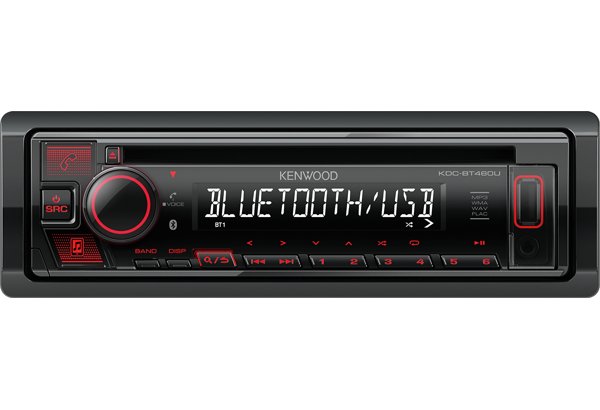 KENWOOD CD/USB ресивер с Bluetooth для звонков в режиме hands-free и потоковой передачи музыки.