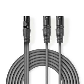 Balansseeritud helikaabel, 2x XLR 3-kontaktiline isane, XLR 3-kontaktiline emane, Nikeldatud, 1.50 m