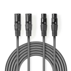 Balansseeritud helikaabel, 2x XLR 3-kontaktiline isane, 2x XLR 3-kontaktiline emane, Nikeldatud, 1.50 m