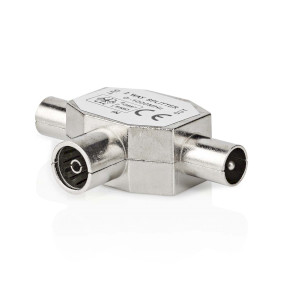 Satelliidi- ja antenniadapter, 2x Coax Isane, IEC (Coax) Emane, Nikeldatud, 75 Ohm