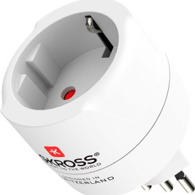 Reisiadapter Euroopast Šveitsi + Itaaliasse + Brasiiliasse - 2- ja 3-kontaktilistele seadmetele (maandusega või europistik)