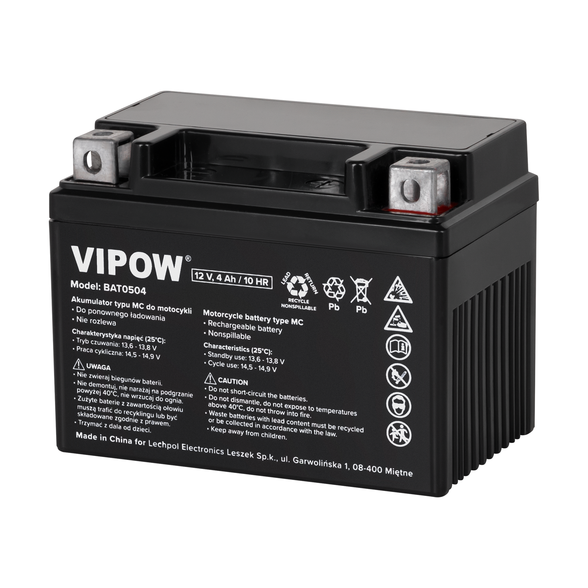 VIPOW MC type motorcycle battery 12V 3Ah