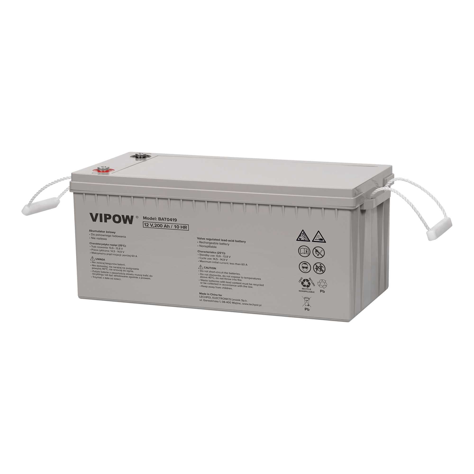 Gel battery 12V 200Ah Vipow