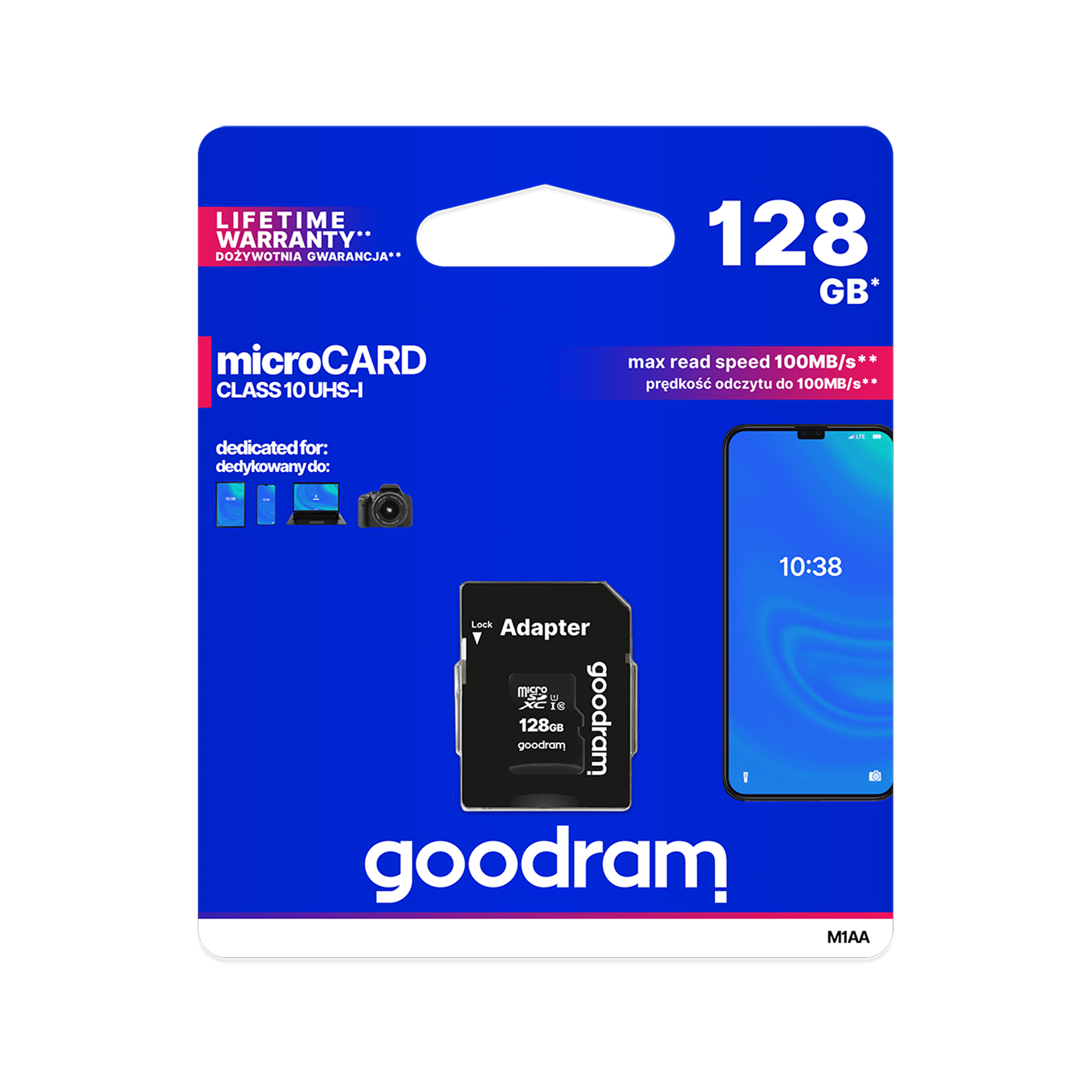 Карта памяти microSD 128GB UHS-I Goodram с адаптером
