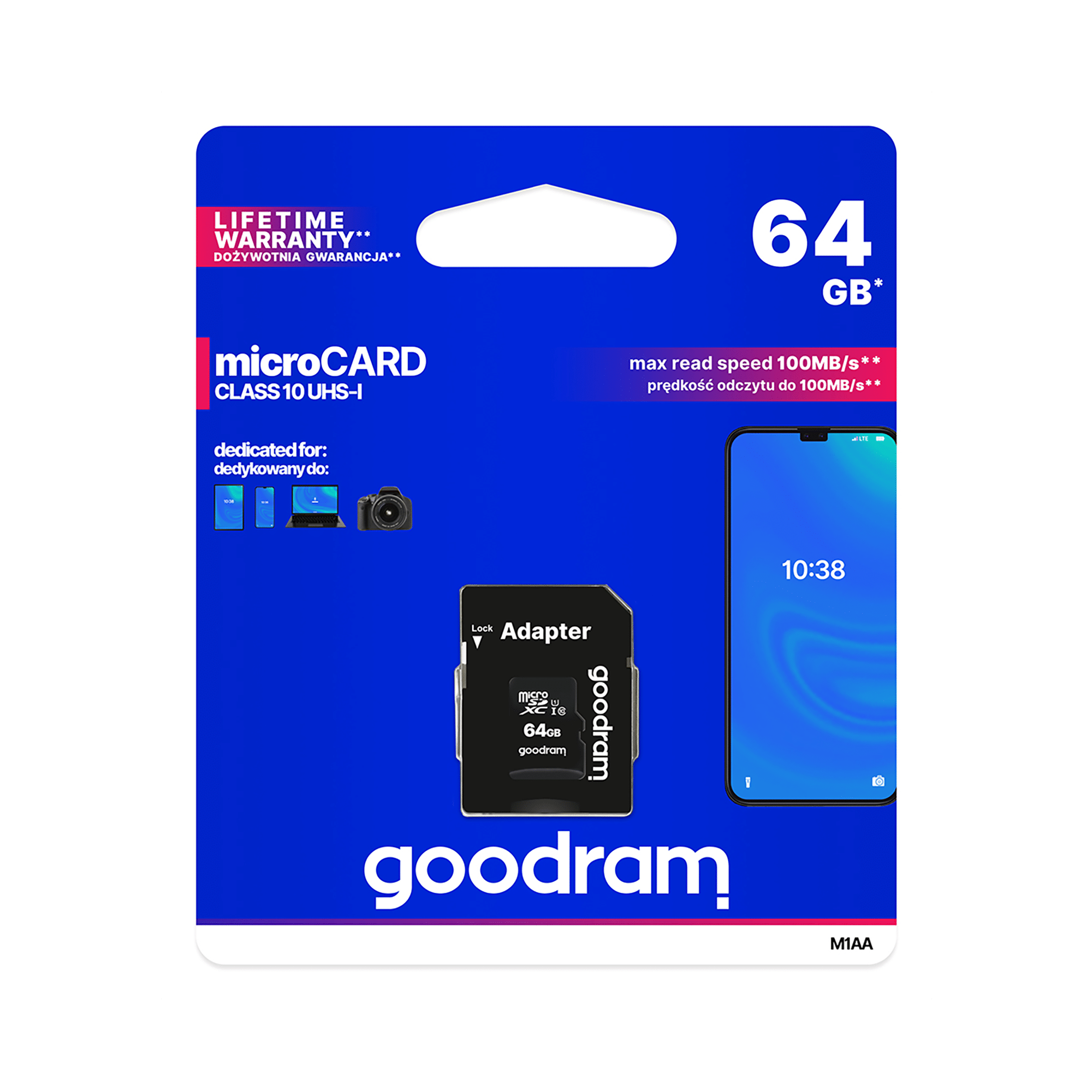 Карта памяти microSD 64GB UHS-I Goodram с адаптером