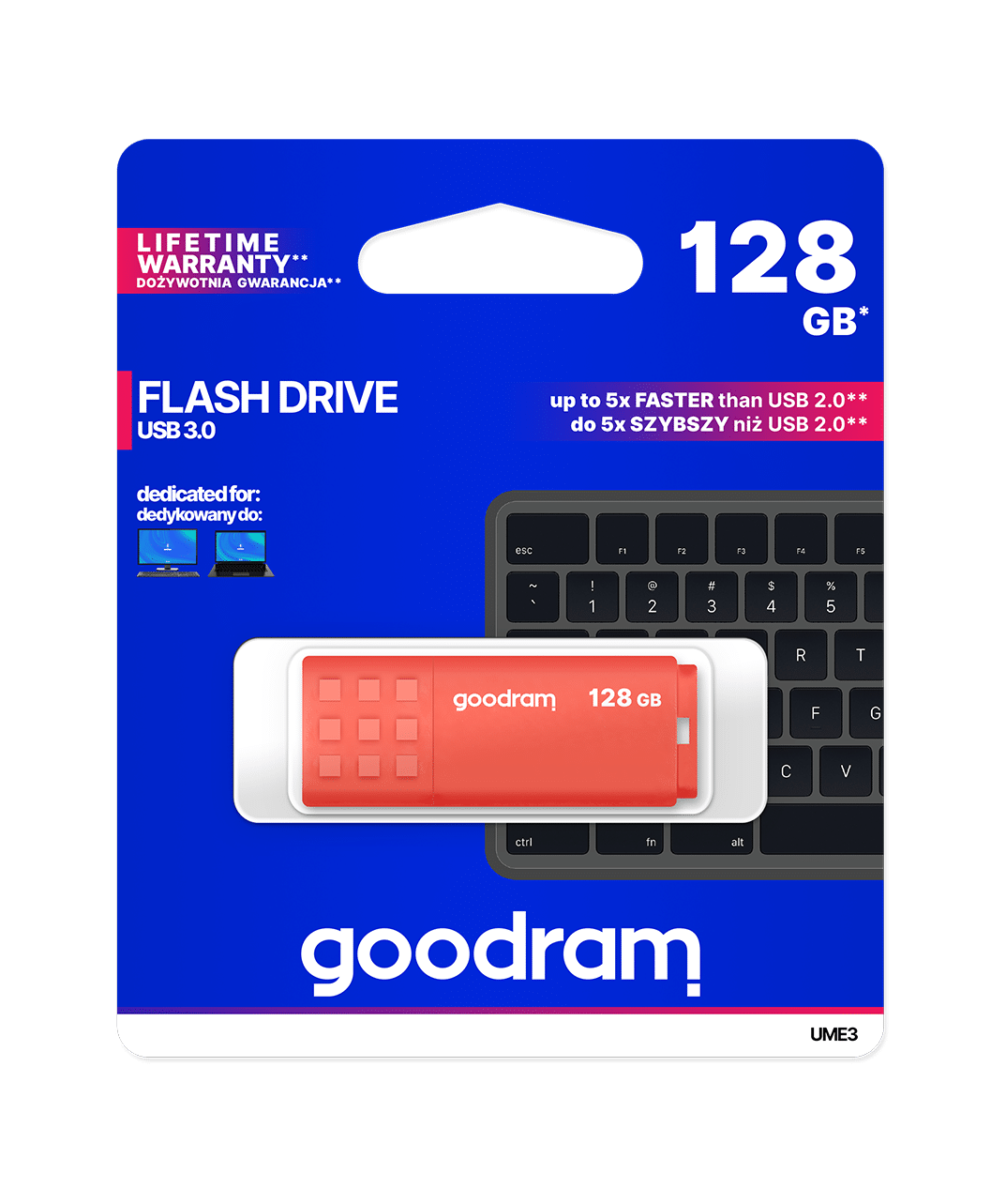 Флешка Goodram USB 3.2 128GB, оранжевая