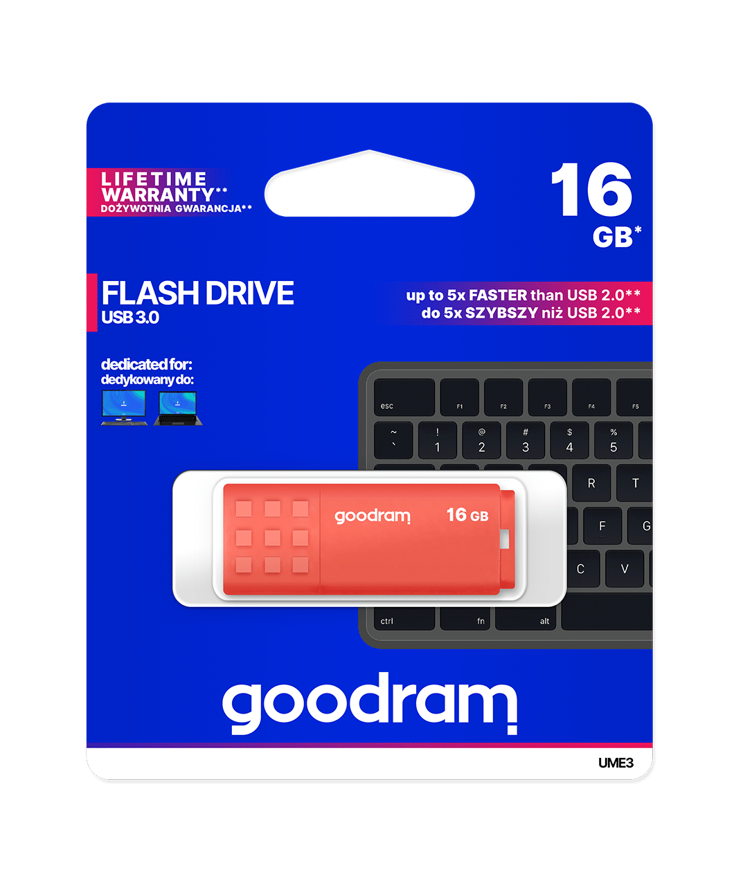 Флешка Goodram USB 3.2 16GB, оранжевая