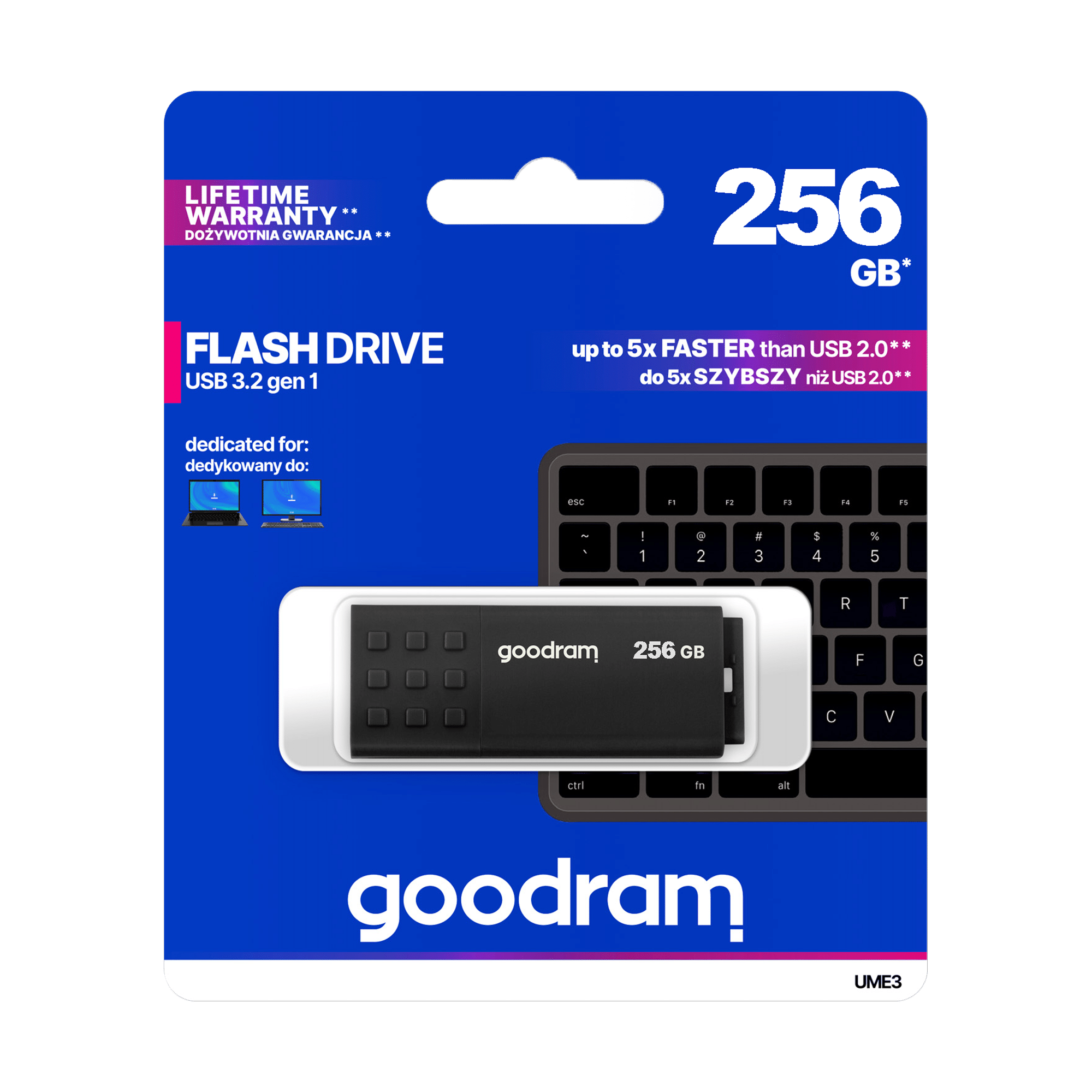 Флешка Goodram USB 3.2 256GB, чёрная