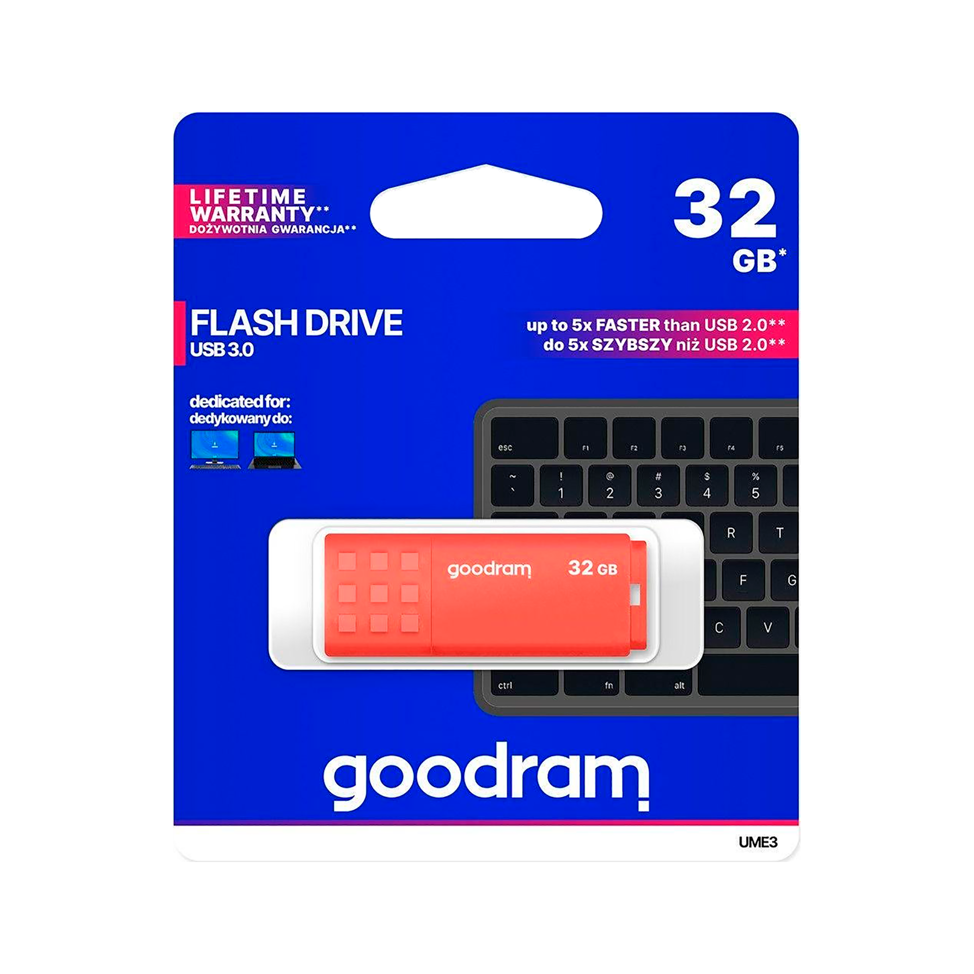 Флешка Goodram USB 3.2 32GB оранжевая
