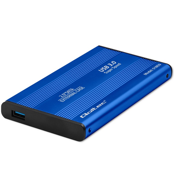 Qoltec Aluminium External Hard Drive Case HDD SSD 2.5'' SATA3 USB 3.0 Blue