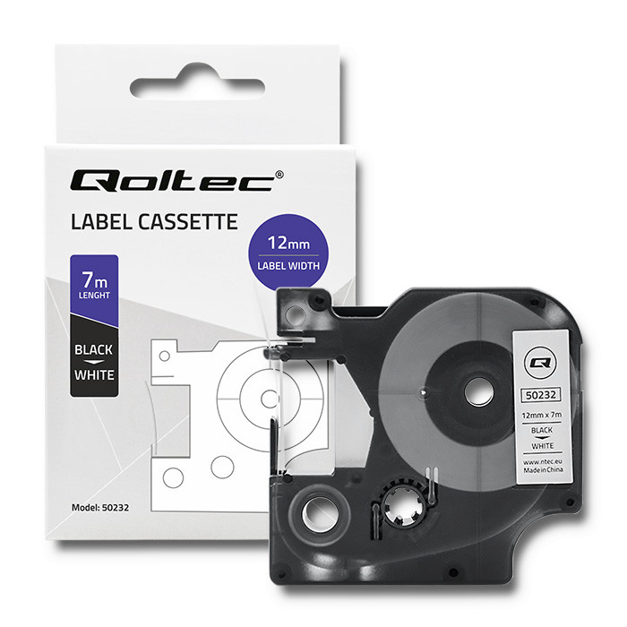 Qoltec Tape for DYMO D1 45013 12mm x 7m White / Black overprint