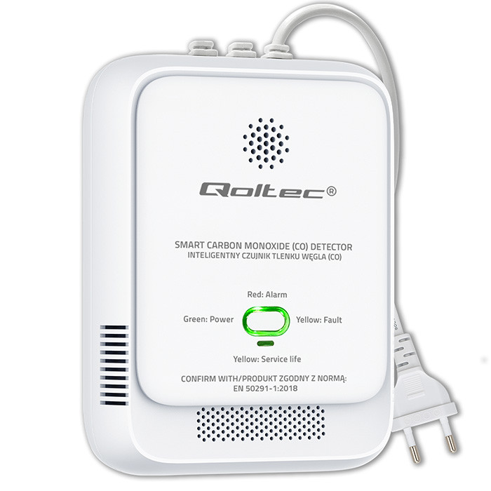 Qoltec sertifitseeritud vingugaasiandur CO detektor alarm 85dB LED