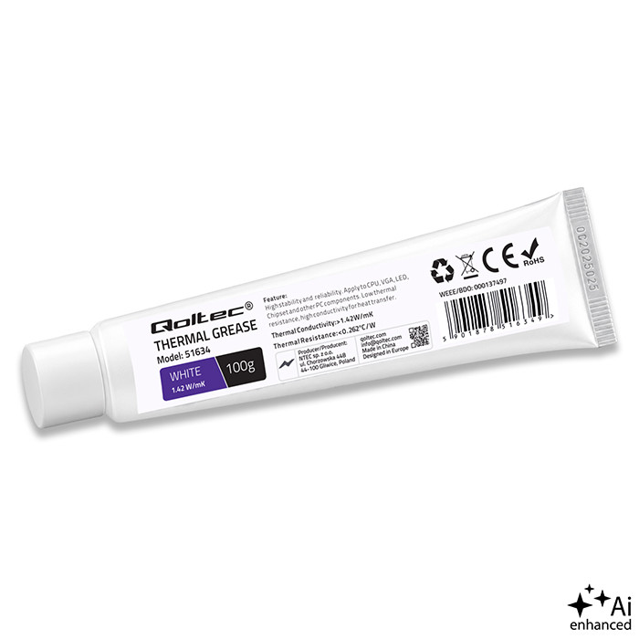 Qoltec professionaalne termopasta 1.42 W/m-K 100g valge