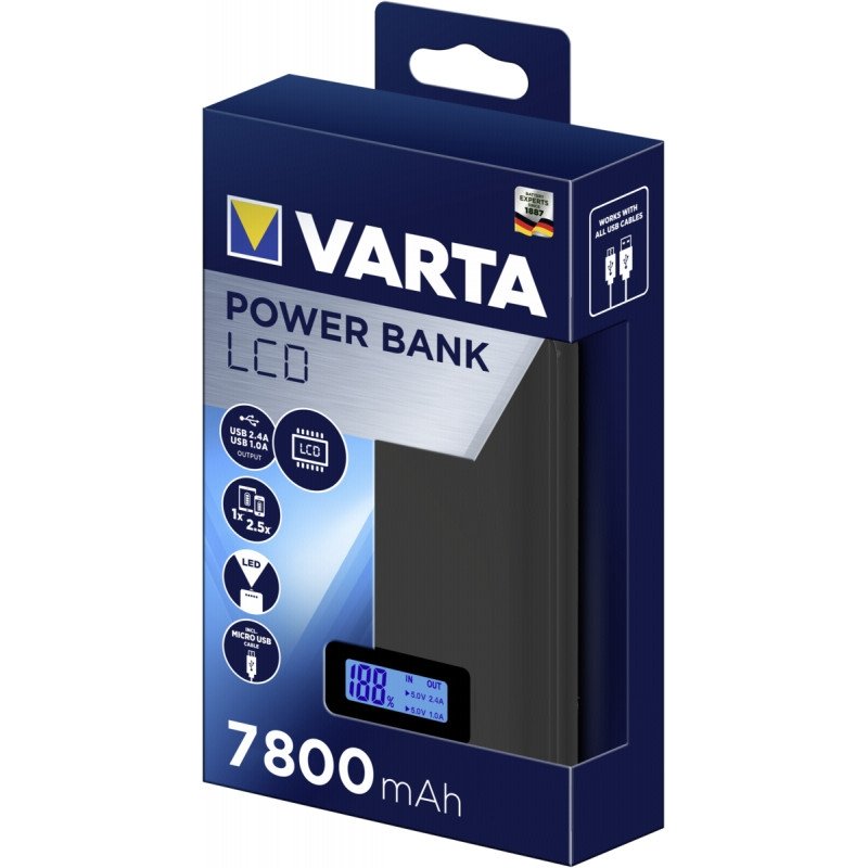 Varta akupank 7800mAh + micro USB kaabel