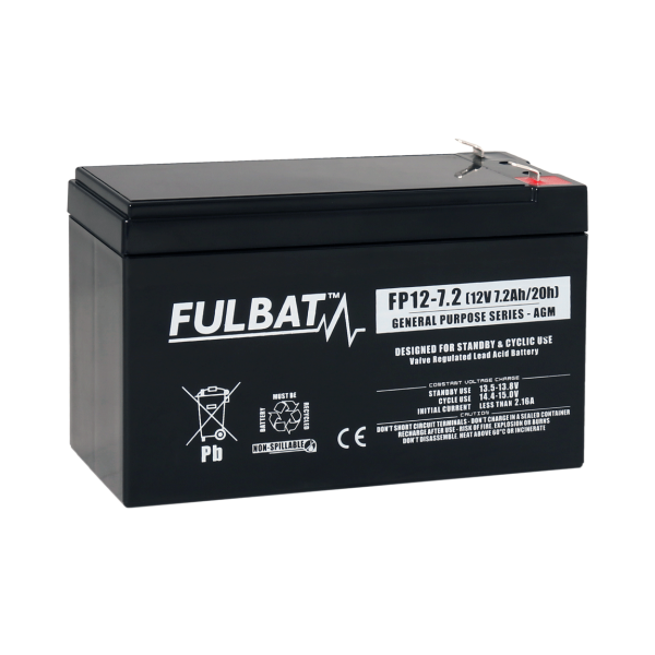 Fulbat FP12-7.2 12V 7,2Ah FR pliiaku turvasüsteemidele tulekindla korpusega