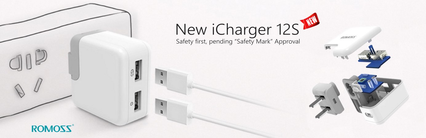Romoss iCharger AC12S (USB1- 1A; USB2- 2.1A) laadija