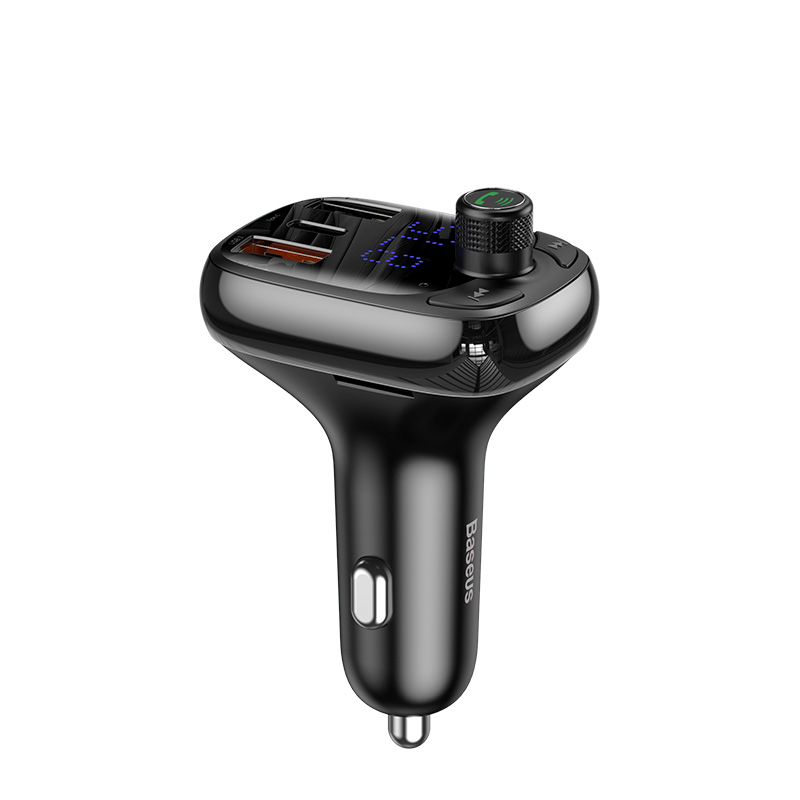 Bluetooth FM Modulator Car Quick Charger 2xUSB + USB-C, Black
