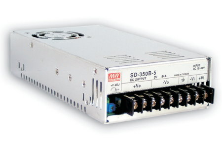350W ühe väljundiga DC-DC muundur 72-144V:24V 14.6A suletud MEAN WELL