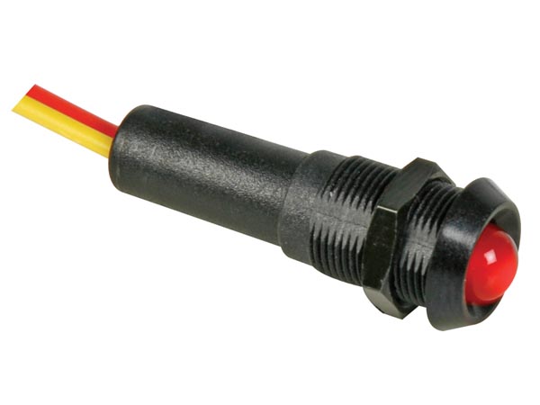 Мигающая LED лампа, 12V красная - черный корпус