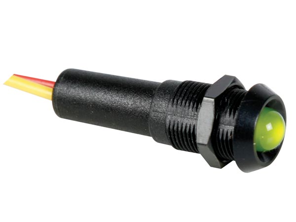 Зелёный LED-индикатор, 12V - чёрный корпус