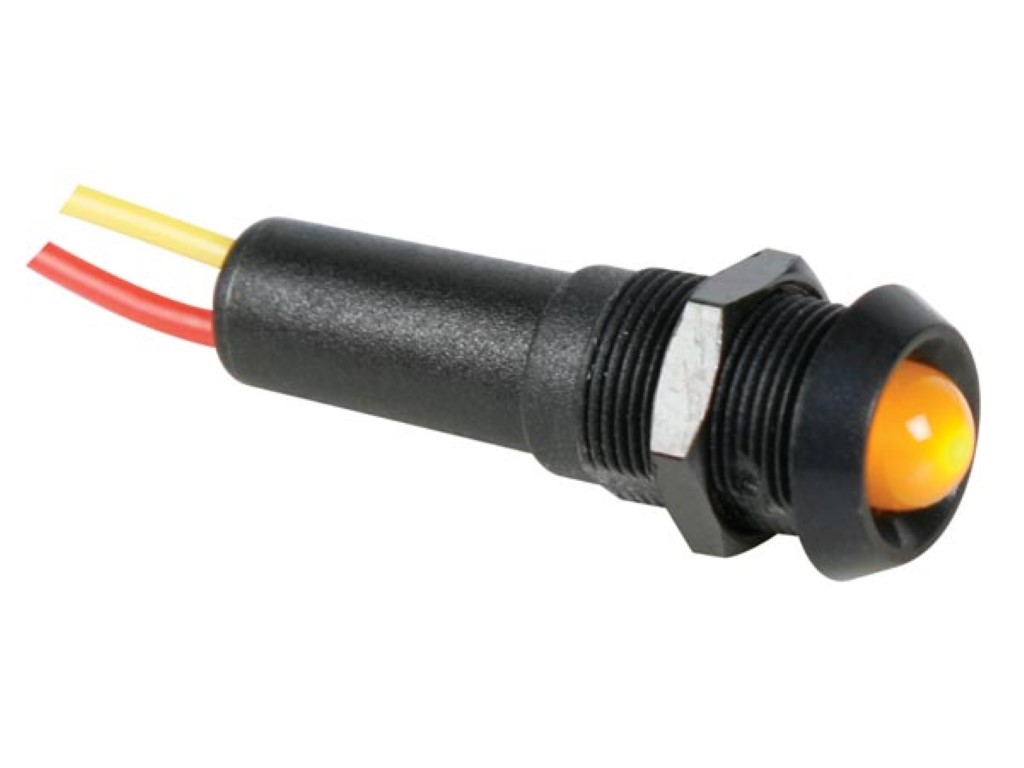 Желтая LED-лампа, 12V - черный корпус