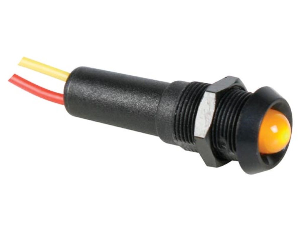 Желтая LED-лампа, 24V - черный корпус