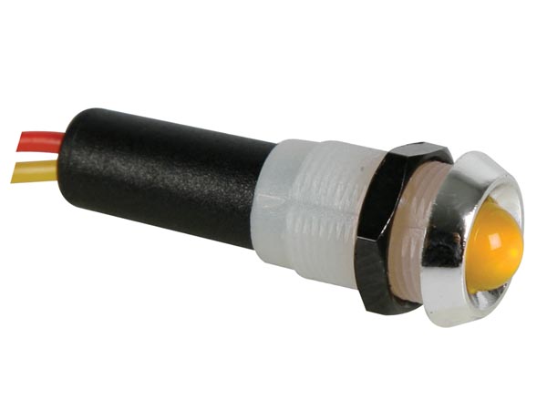 Yellow LED lamp, 5V - chrome housing