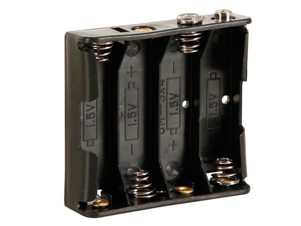 BATTERY HOLDER FOR 4 x AA-CELL (WITH SNAP TERMINALS)