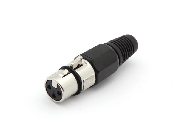 3P FEMALE XLR PLUG - NICKEL - BLACK