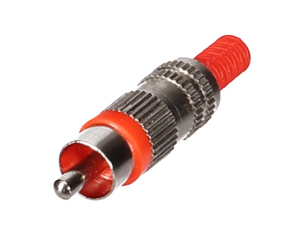 MALE RCA PLUG - NICKEL - RED