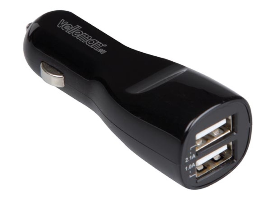 DUAL USB CAR CHARGER - 5V - 3.1A, 15W max.