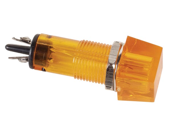 SQUARE 11.5 x 11.5mm PANEL CONTROL LAMP 220V AMBER