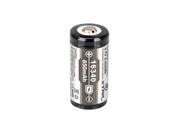 XTAR - LITHIUM-ION 3.7 V - 650 mAh - 16340 - RECHARGEABLE ROUND CELL