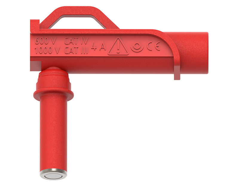 Magnetic adapter, 4mm socket ; tip diam. 6.6mm; 1000V CAT III, 4A ; red